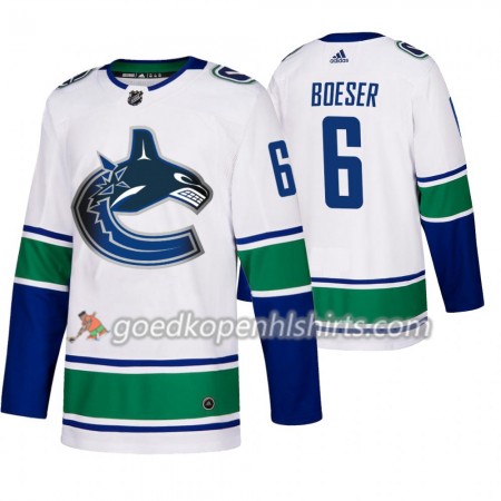 Vancouver Canucks Brock Boeser 6 Adidas 2019-2020 Wit Authentic Shirt - Mannen